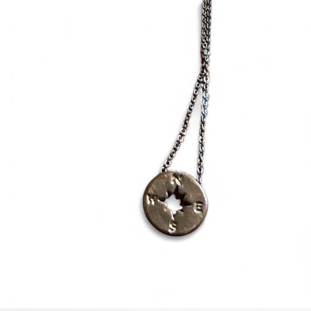 Sold - Silver Compass Pendant Necklace - Picture 4 of 12